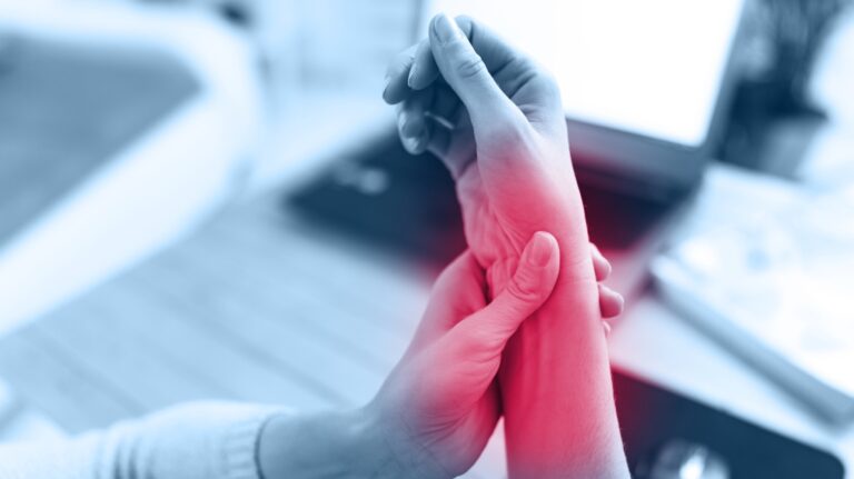 injured hand from a slip and fall