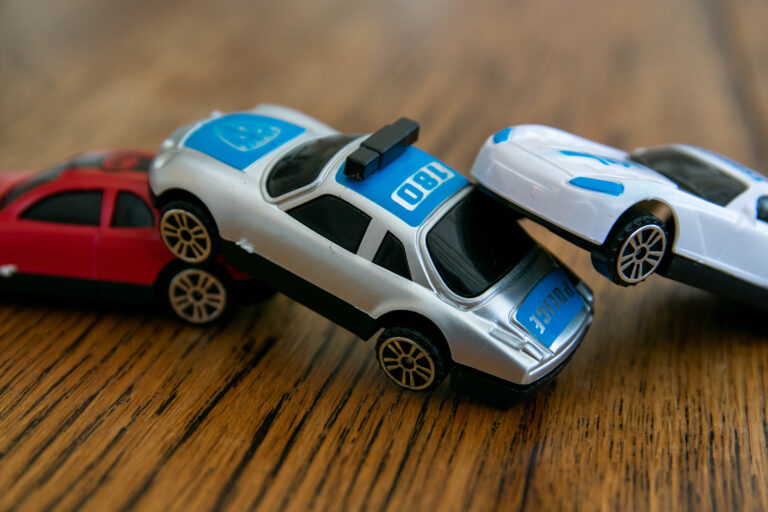 toy cars demonstrating a pile up