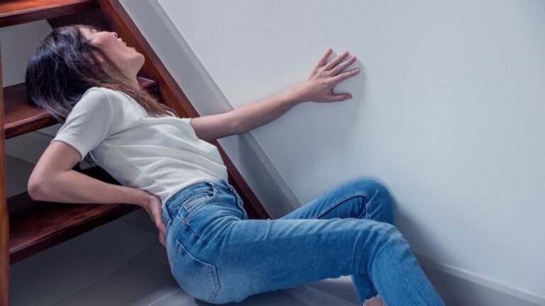 woman slips and falls on private property