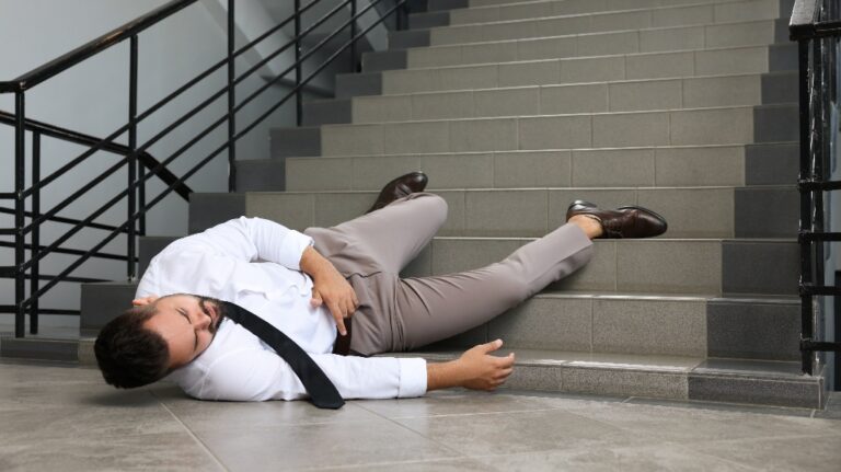 man after slip and fall accident